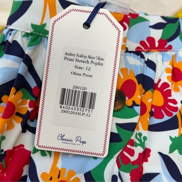 NWT Classic Prep 12 Year Audrey Scallop Olina Poplin Stretch Floral Kids Skirt - Picture 12 of 16